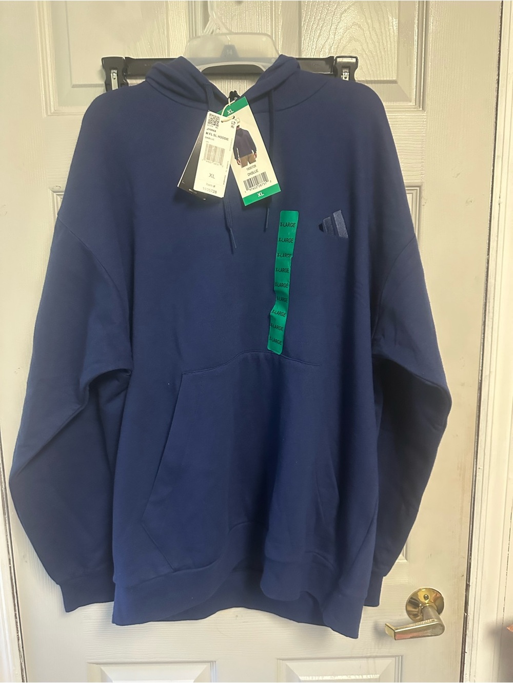 adidas Navy Blue Pullover Hoodie with Green Accent